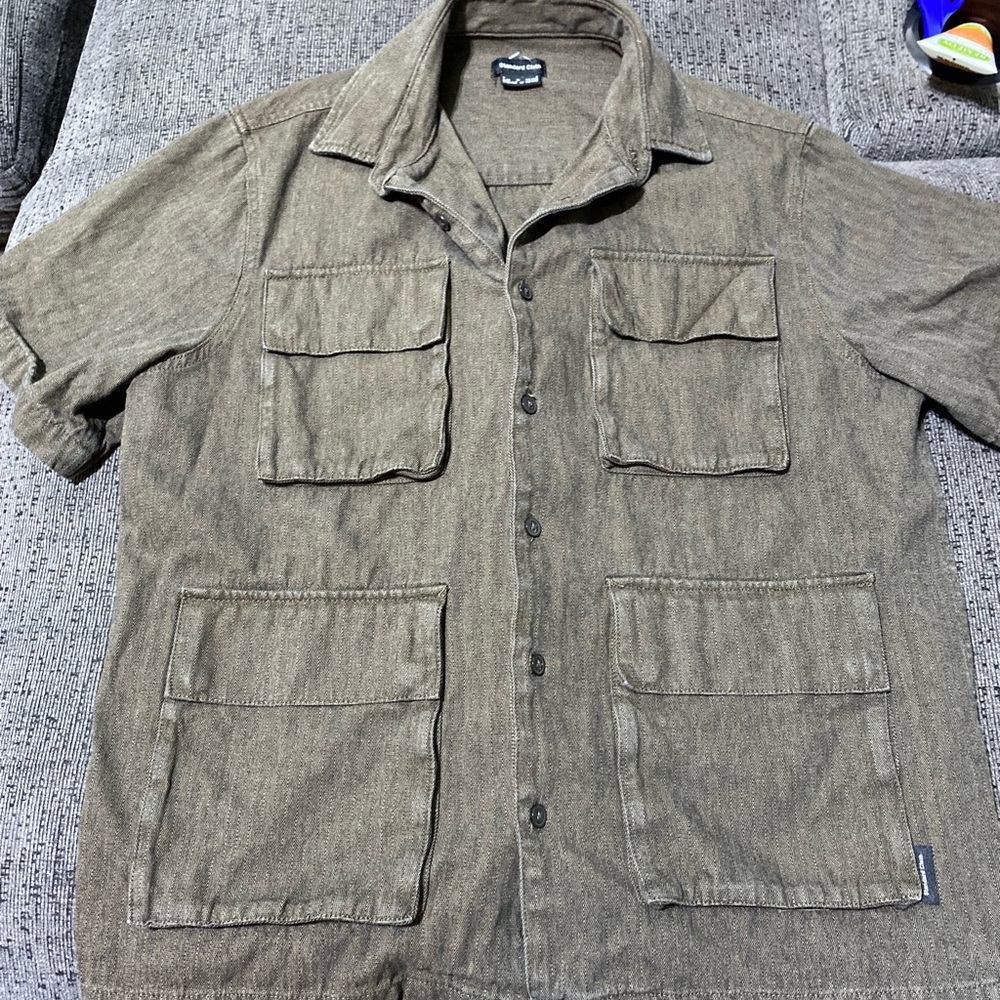 Standard Cloth Men's Khaki Short Sleeve Shirt Jacket